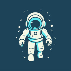Astronaut waving hands in planetary space to control explore future science technology illustration