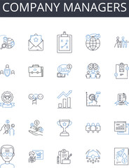 Company managers line icons collection. Business executives, Corporate leaders, Management team, Organization bosses, Company directors, Administrative heads, Executive officers vector and linear