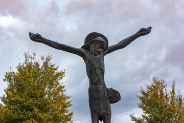 The statue of the Risen Christ in Medjugorje, Bosnia and Herzegovina. 2016/11/11.