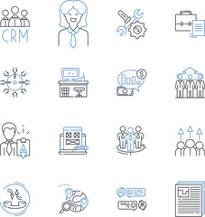 Group participation line icons collection. Collaboration, Teamwork, Cooperation, Involvement, Engagement, Interaction, Association vector and linear illustration. Contribution,Unity,Partnership
