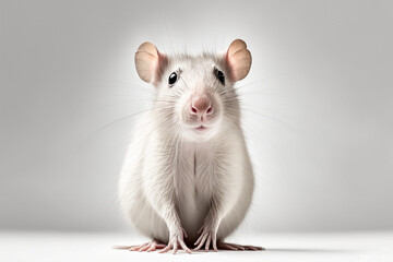 White and brown rat isolated on white background.. created with generative AI