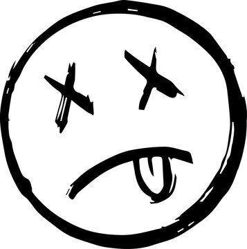 Dead face icon in hand drawn style.