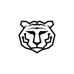 tiger head minimalist logo design