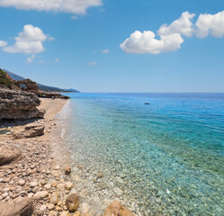 Drymades beach, Albania. Summer  Ionian sea coast view. People are unrecognizable.