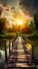 sunset over the river