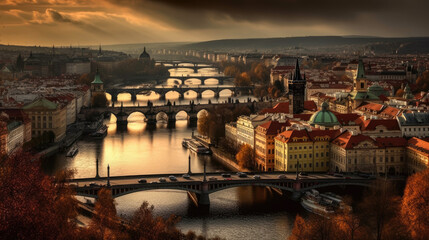 Obraz premium Prague. Breathtaking travel destination place. Generative AI