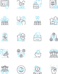 Technological innovation linear icons set. Disruption, Breakthrough, Disruptive, Cutting-edge, Piering, Futuristic, Innovative line vector and concept signs. Game-changing,Revolutionary,Radical