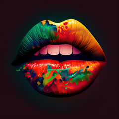 Abstract womans lips. Beautiful Women stylish  Lips. AI generated 
