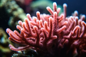 vibrant coral on a bustling coral reef. Generative AI