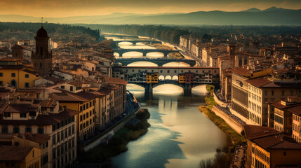 Fototapeta na wymiar Ponte Vecchio. Breathtaking travel destination place. Generative AI