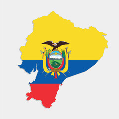 ecuador map with flag on gray background