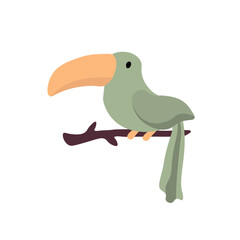 Vector illustration with toucan.Tropical jungle cartoon creatures.Pastel animals background.Cute natural design for fabric, childrens clothing,textiles,wrapping paper.