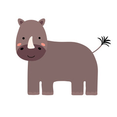 Vector illustration with rhinoceros.Tropical jungle cartoon creatures.Pastel animals background.Cute natural design for fabric, childrens clothing,textiles,wrapping paper.