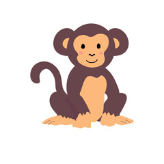 Vector illustration with monkey.Tropical jungle cartoon creatures.Pastel animals background.Cute natural design for fabric, childrens clothing,textiles,wrapping paper.