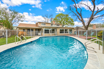 Home swimming pool in the summer 