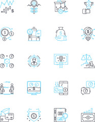 Fiscal venture linear icons set. Investment, Profit, Financing, Venture, Capital, Start-up, Equity line vector and concept signs. Growth,ROIs,Fundraising outline illustrations