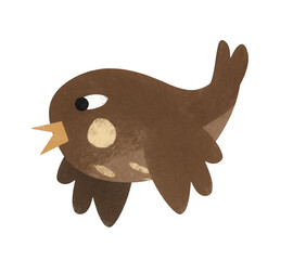 Cartoon animal bird robin isolated illustration artistic painting scene
