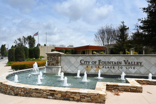 FOUNTAIN VALLEY, CALIFORNIA - 18 APR 2023: City of Fountain Valley Civic Center.