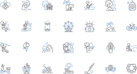 Cultural expedition line icons collection. Diversity, Heritage, Tradition, Exploration, Rituals, Experience, Adventure vector and linear illustration. Foods,Artifacts,Music outline signs set