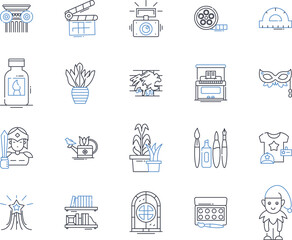 Enterprising calling line icons collection. Leadership, Innovation, Risk-taking, Ambition, Creativity, Resourcefulness, Adaptability vector and linear illustration. Resilience,Determination,Visionary