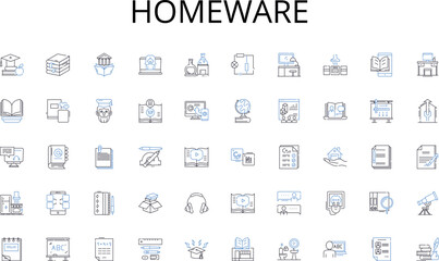 Homeware line icons collection. Knowledge, Data, Intelligence, Understanding, Insight, Wisdom, Comprehension vector and linear illustration. Perception,Facts,Detail outline signs set