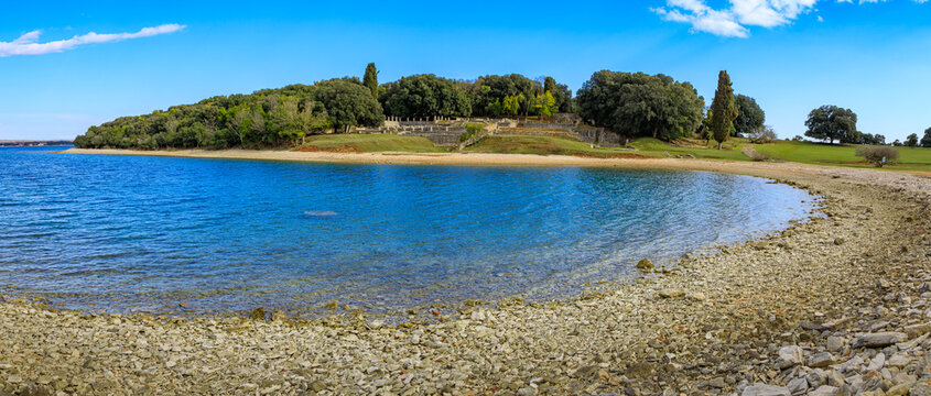 The ruins of the Roman villas in the Verige bay on the island of Veliki Brijun, Croatia