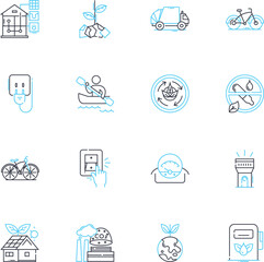 Pristine landscape linear icons set. Serenity, Natural, Isolation, Breathtaking, Untouched, Wilderness, Tranquility line vector and concept signs. Unspoiled,Scenic,Pristine outline illustrations