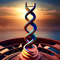 dna strand on blue background
created in artificial intelligence