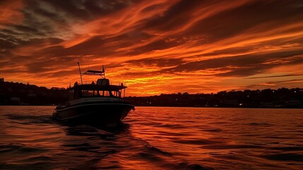 Obraz premium Summer red sunset landscape. AI generated