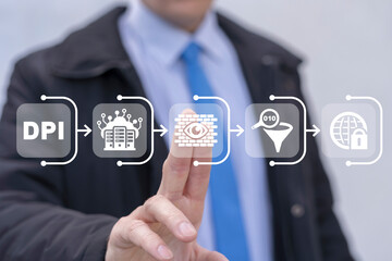 DPI Deep Packet Inspection Digital Data Internet Control Concept. Online Web Packet Inspection...
