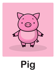 Obraz na płótnie Canvas Childrens card with an illustration of a pig. Cartoon cute pig. Childrens card, childrens poster.