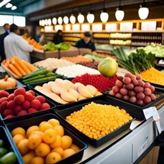 Capture the essence of a bustling market by taking a photo of the colorful produce on display
