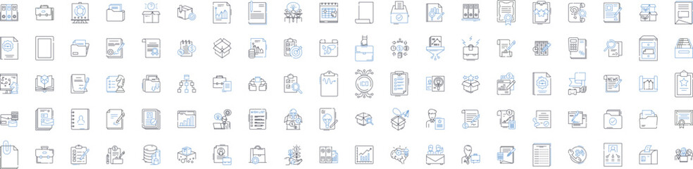 Lean leadership line icons collection. Kaizen, Continuous improvement, Collaboration, Empowerment, Streamlining, Accountability, Agility vector and linear illustration. Efficiency,Customer-centric