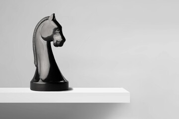 Chess horse with make a move text. Taking strategy,
