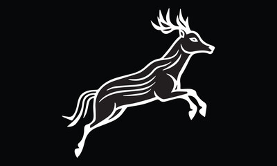 white deer isolated on white background, vector illustration, logo