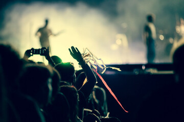  crowd partying stage lights live concert summer music festival