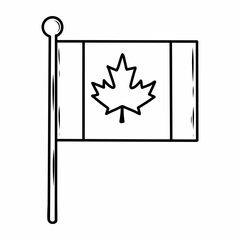 Flag of Canada. Vector doodle illustration. Hand drawn sketch.