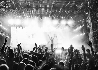  crowd partying stage lights live concert summer music festival