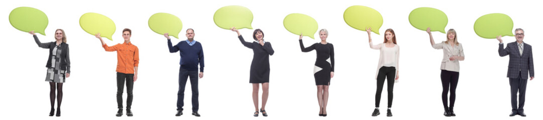 group of successful business people with comments