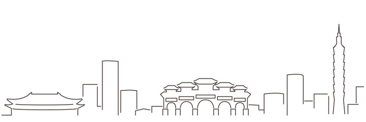 Fototapeta premium Taipei Dark Line Simple Minimalist Skyline With White Background