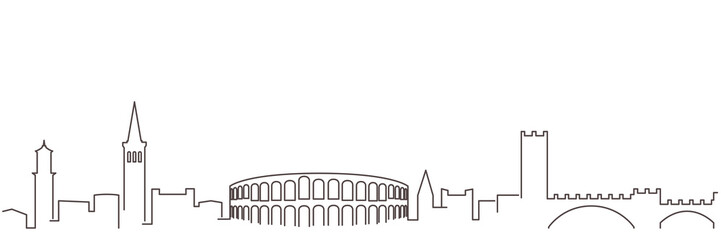 Verona Dark Line Simple Minimalist Skyline With White Background