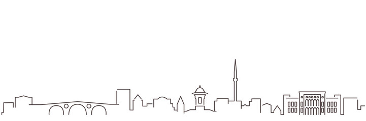 Sarajevo Dark Line Simple Minimalist Skyline With White Background