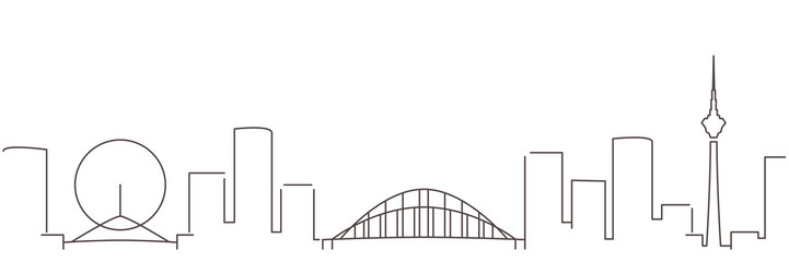 Tianjin Dark Line Simple Minimalist Skyline With White Background