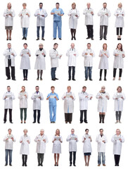 group of doctors with clipboard isolated on white