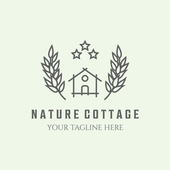 nature logo cottage line minimalist illustration art wheat