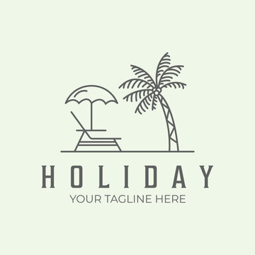summer holiday line beach design art minimalist illustration logo