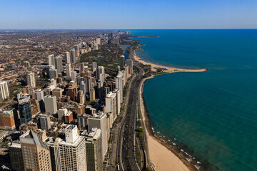 Obraz premium Lake Michigan from Chicago's building