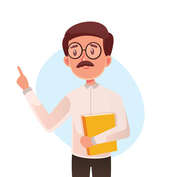 recommend clip art: A man with a book and glasses holding a book