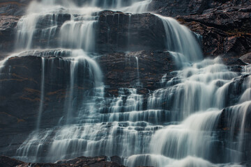 Fototapeta na wymiar Beautiful waterfall in Norway, blurred motion