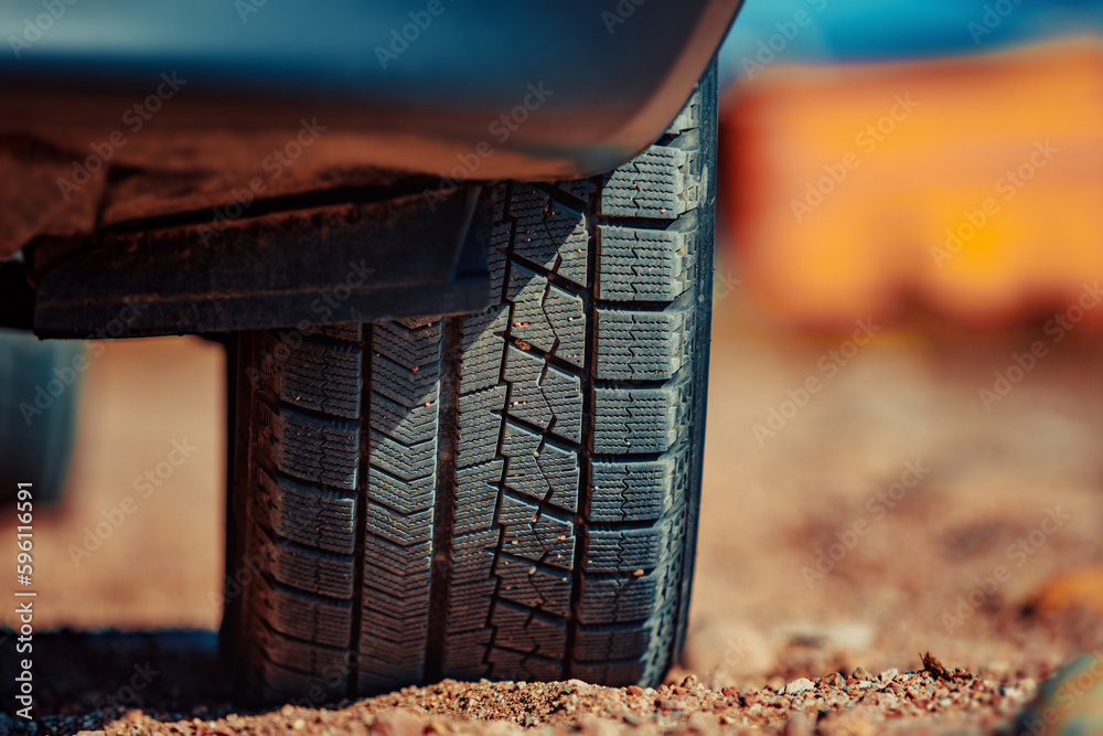 Canvas Prints Car wheel on sand close-up view